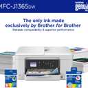 Brother INKvestment 1365 Wireless Color Inkjet All-in-One Printer with Automatic Duplex Printing and 1.8 Color Display | Includes Refresh Subscription Trial(1) (MFC-J1365DW)