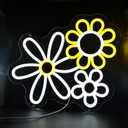 Daisy Flower Neon Sign,Led Signs for Wall,13.39x13.23 inches,USB or 3-AA Battery Operated Vintage Decor LED Neon Wall Signs