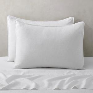 ATLINIA Linen Pillow Cases Standard Sham - 20 x 26 Inch Bed Pillow Protector Cover Set of 2 Bedding Cooling Neutral Pillowcase Shams White