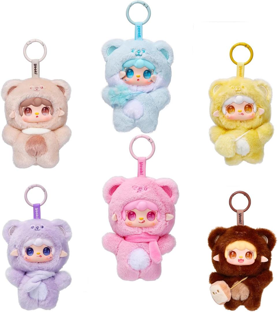 Yooki Cute Plush Pendant Blind Box,Random Vinyl Dolls Surprise Birthday Gifts,Single Mystery Box-Take A Bite of Bear Series