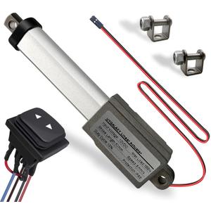 2" Stroke 12V Micro Linear Actuator with Momentary Switch, 188N/42lb Mini Small Electric Motion Actuators Waterproof Speed 5mm/s w/Mounting Brackets, Polarity Reverse Switch for Robot Window Opener