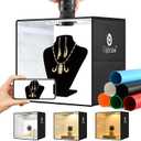 Lightdow 16"x16"x12" Photo Studio Light Box Photography with 120 LEDs (CRI>95), 6 Backdrops - Portable/Dimmable/Versatile Folding Shooting Tents for Toys/Jewelry/Watches/Cosmetics Photography
