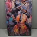 CXHOSTENT Black Jazz Canvas Wall Art Abstract Black Music Painting Prints African American Picture Musical Instruments Artwork for Men Room Decor Framed (Black, 16.00" x 24.00")