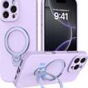 DUEDUE for iPhone 16 Pro Max Case 2024,iPhone 16 Pro Max Slim Soft Liquid Silicone Phone Case with Stand, [Compatible with MagSafe] Magnetic Ring Kickstand Stand Case, [Full Camera Protection],Purple