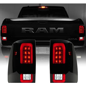 LitMiRaCle Upgrade LED Tail Lights Compatible with Dodge RAM 1500 2009-2018, Ram 2500 3500 2010-2018 Factory Halogen Taillight Models, Smoke Lens, 2PCS