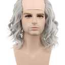VGbeaty Old Man Short Wave Grey Bald Wig Cosplay Curly Hair for Halloween Costume Party (Long)