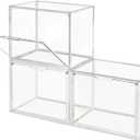 GUDEMAY Clear Stackable Plastic Storage Bins with Magnetic Lid, Dustproof Book & Cosmetic Acrylic Display Cases, Large Figures Collectibles Showcase, Shoe Box, Protection Organizer (L, Count, 3)