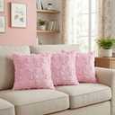 Pink Bow Pillow Covers 18x18 Inch Set of 3 Cute Bowknot Throw Pillow Cover Soft Plush Cushion Covers Aesthetic Pillowcase for Coquette Room Decor
