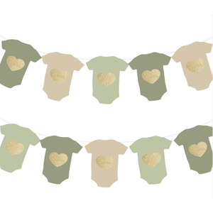 Neutral Baby Shower Bunting - 12Pcs Banner for New Baby Party Decor (Green)