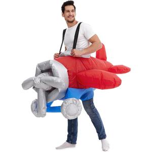 HSCTEK Inflatable Airplane Costume Teen Men Women, Blow up Flying Plane Cosplay Adult, Flight Halloween Rider Clothes Teenager
