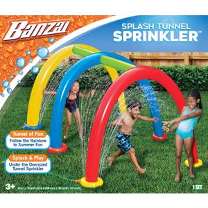 BANZAI Splash Tunnel Sprinkler, Length: 82 in, Width: 76 in, Height: 50 in, Inflatable Outdoor Backyard Splash Toy