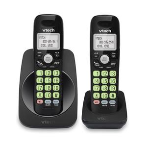 VTech 2Handsets Cordless Phone with DECT 6.0, FullDuplex Speakerphone, Lighted Display, Backlit Keypad, Caller ID/Call Waiting, Volume Control, Hearing Aid Compatible, Wall Mount | VG13121 (Black)