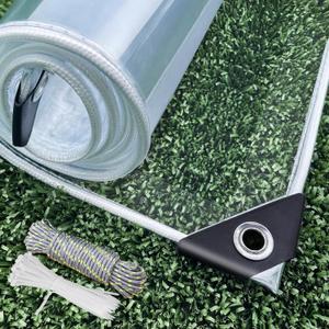 Dulepax Clear Tarp Heavy Duty with Grommets 8x16 FT Waterproof PVC Tarpaulin 14 Mil for Patio Enclosure, Greenhouse Cover, Porch Roof