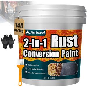 Ultra 2-in-1 Rust Converter & Metal Paint, 140 oz Rust Reformer & Metal Primer, rust remover for metal, Stops Rust & Corrosion, rust inhibitor for Automotive, Marine, Tools & Steel Surfaces – Black (EXP 08/07/26)