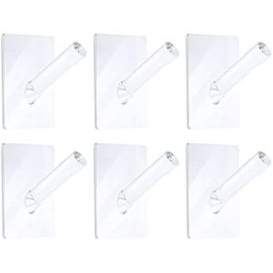 Jetec 3 Pieces Clear Acrylic Hat Hooks for Wall Heavy Duty Wall Mounted Coat Clothes Towels Hook Self Adhesive Jewelry Organizer Hanging Display Rack Seamless Stick for Home Bathroom Bedroom Office