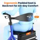 WALK MATE Rollator Walker for Seniors 5.3~7ft Tall, Height-Adjustable Seat, Built-in Cable, 10 Inch Wheels, 16.5 lb Lightweight & Compact Folding Design, 300 lb Capacity, Blue