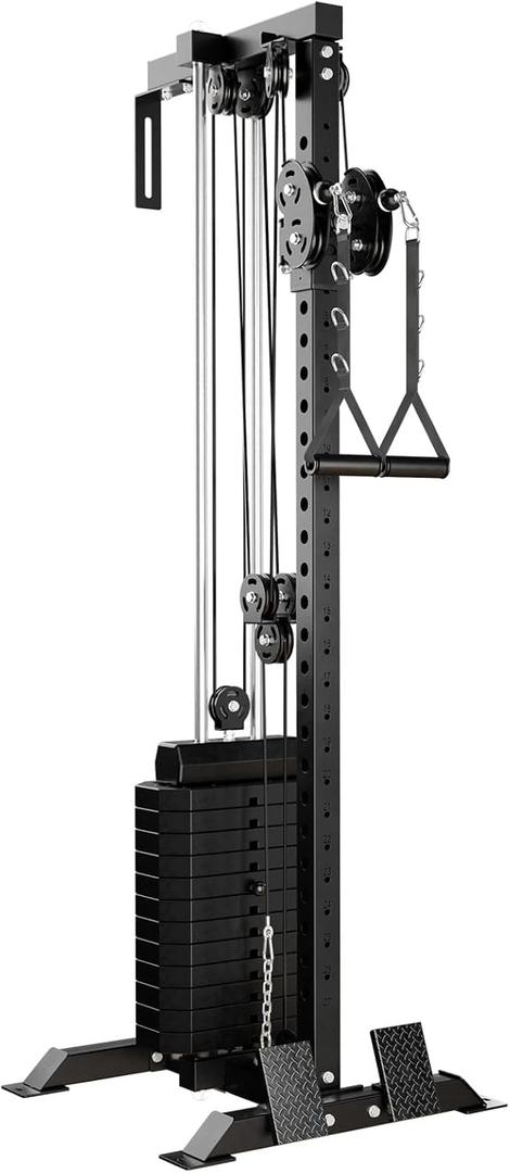 Mikolo Wall Mount Cable Station, Cable Crossover Machine with Dual Pulley System and 18 Adjustable Positions for Home Gym Fitness Equipment