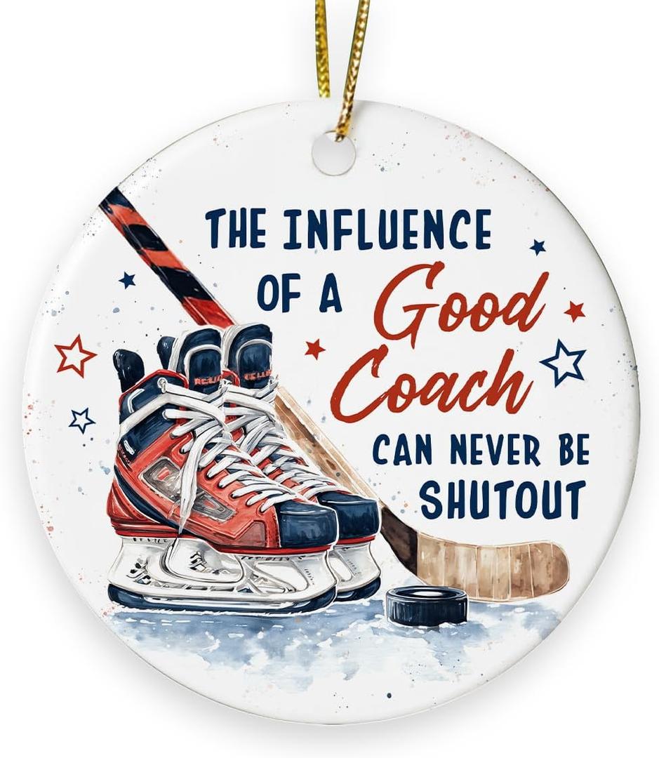 Hockey Coach Ornament 2025 - Appreciation Hockey Coach Gifts for Women Men, Ice Hockey Ornament for Christmas Tree, Inspirational Gifts for Coaches Leader Mentor Inspirer Supporter Teacher Trainer Dad