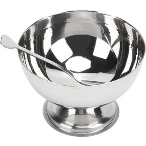 TOPINCN Metal Bowl, Stainless Steel Bowl Short Footed Medium Small Size Stainless Steel for Serving Ice Cream for Dessert Snacks