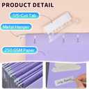 25-Pack Light Purple Hanging File Folders, Letter Size, Includes 35 Transparent Label Cards & 50 Sticker Labels,1/5-Cut Tabs for Home & Office Organization