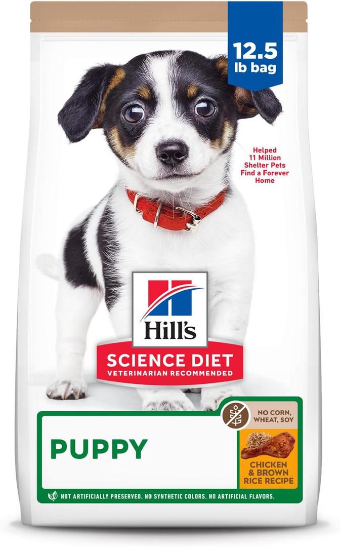 Hill's Science Diet Puppy, Puppy Premium Nutrition, Dry Dog Food, No Corn, Wheat, Soy Chicken & Brown Rice, 12.5 lb Bag BBD 09 2026