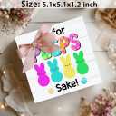 3 x Funny Easter Wooden Box Sign Decor, Bunny Rabbit Easter Gifts for Home Kitchen Farmhouse Table Decoration, Oh for Peeps Shake, 5 x 5 Inch (Fuchsia)