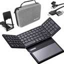 ZenRich Travel Essentials/Travel Gifts Foldable Bluetooth Keyboard with Touchpad, Electronic Organizer Travel Case, Phone Stand,4 in 1 Multi Charging Cable/Type C/USB A Port for iPhone iPad Samsung