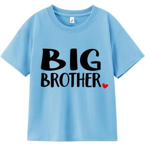 Big Brother Shirts for Toddler Boys 2-5 Years; Heart Graphic Tee; Soft Cotton Short Sleeve T-Shirt (Blue)