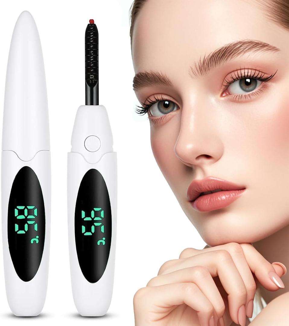 Heated Eyelash Curlers Electric Eyelash Curler with LED Display, 3 Temperature Modes Anti-Burn USB Rechargeable Natural Curling