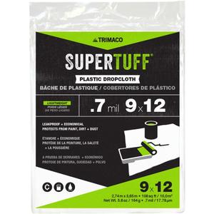 Trimaco 03307 SuperTuff Plastic Drop Cloth, 9-feet x 12-feet, 108 Sq Ft