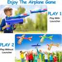 2 Launcher - 4 Pack 14.5" Lighted Easter Airplane Launcher Toys for Boys Kids Gifts Easter Basket Stuffers Essential, LED Foam Glider Catapult Plane Flying Toy for Kids Party Favors Outdoor Games