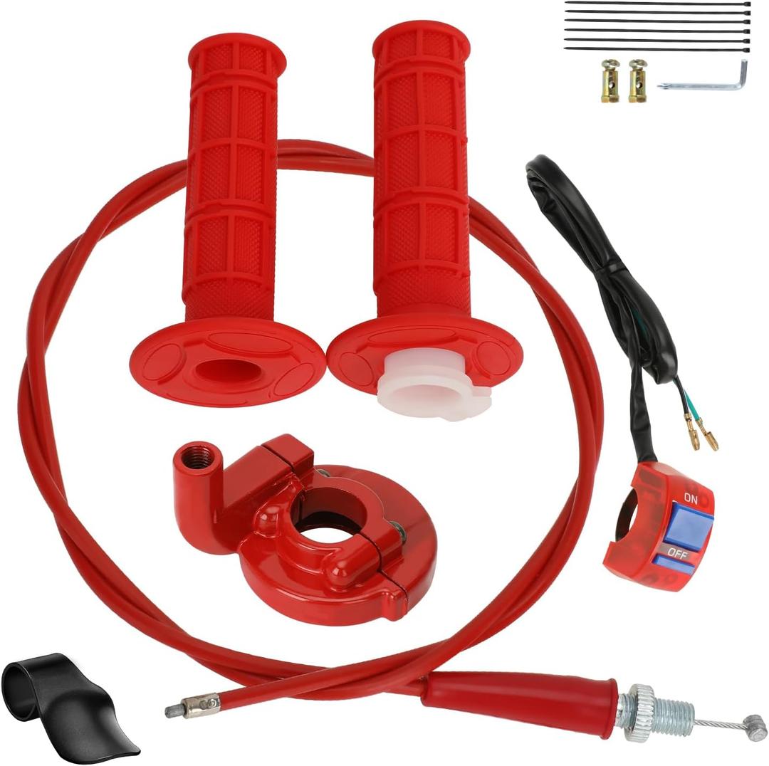 HIAORS 7/8" Mini Bike Throttle Cable Kit Assembly Compatible with Predator 212cc 196cc Coleman CT200U CT200U-EX BT200X CC100X Baja Warrior MB200 DB30 Motovox SSR Apollo CRF50 Pit Dirt Bike Parts (Red)