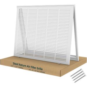 Fancat Return Air Filter Grille for 25x20 Ducts, Steel Vent Cover Grille with Removable Door for 1" Filters | Suitable for Sidewall & Ceiling | White Coating | Outer Size: 27 5/8" W x 22 5/8" H