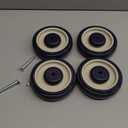 4 Pack Shopping Cart Replacement Wheels Kit 5-inch Diameter Wheels with Axles Bolt, Polyurethane Stepped and Full Tread Face w/Double Ball Bearing Shopping Cart Wheel (Black)