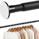 No Drilling Closet Rod, 27.574 Inches Hanging Closet Rod for Clothes, Closet Bar & Pole Heavyduty, Closet Rods for Hanging Clothes For Closet Wardrobes Bathroom Laundry RV Curtains,Black