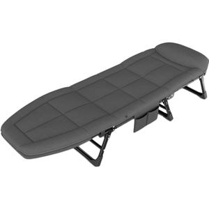 Folding Bed,Outdoor Folding Camp Bed,Folding Bed with Headrest,Folding Storage Design,Suitable for Camping,Self-Driving Tours and Other Activities (Grey)