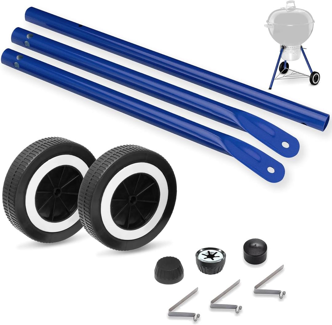 Front Leg Kit and Wheels for Weber Kettle Grills, Charcoal Grill Parts for Weber 18 22 Kettle Grills, 6" Grill Wheels for Weber 65930, 65130 Front Leg for Weber Kettle, Blue Front Leg