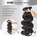 ASHINE Human Hair Bundles Body Wave, Unprocessed Cambodian Raw Hair Bundles for Women Natural Black 18 20 22 Inch, Keep Soft and Silky After Multiple Washes