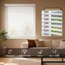 2 Inch Solid Wood Cordless Blinds for Indoor Windows, 45" W x 48" H-White, 45"W x 36"H