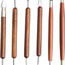 S & E TEACHER'S EDITION 6 Pcs Pottery & Clay Sculpting Tools, Double-Sided, Smooth Wooden Handles.