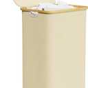 SpaceAid Slim Laundry Hamper with Lid, 60L Narrow Clothes Basket Bin with Bamboo Handles, Skinny Tall Collapsible Hamper for Bedroom, Bathroom, Dorm, Laundry Room - Beige