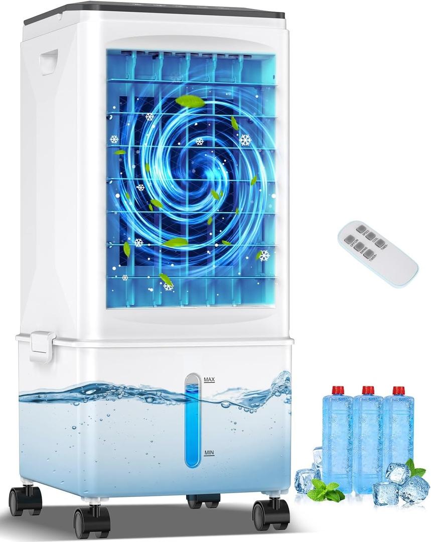 Portable Air Conditioners, Portable AC Unit, Evaporative Air Cooler w/2.5Gal Tank, Fast Cooling, 3 Speeds, Windowless Air Conditioner w/7H Timer, Swamp Cooler for Room Home Office Garage