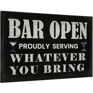 Vintage Bar Wall Decor Sign - 'Bar Open' for Home Bar, Club, Kitchen - Fun Gift for Beer Lovers, 8x12 Inch (Multicolor-9136)