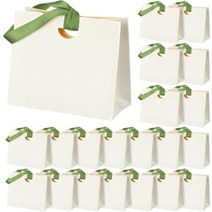 Gilprop 25 Pcs White Paper Gift Bags with Ribbon Handle Bulk Mini Goodie Bags Thick Texture Wedding Welcome Bag for Housewarming Holiday Birthday Party Favors Bridal Shower, 6.1"x2.95"x5.71"