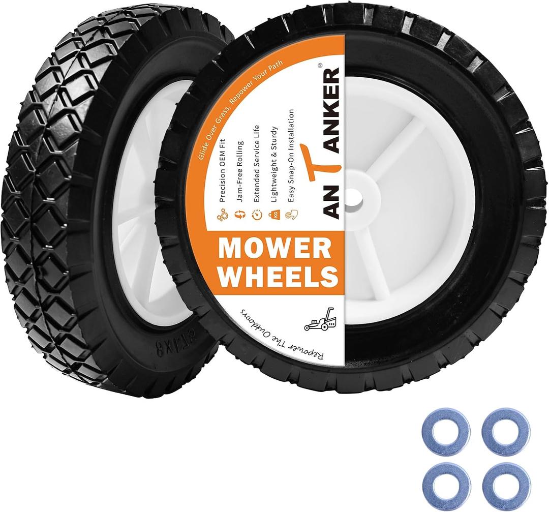 8-Inch Mower Wheel fit for Oregon 72-108, Replace for Stens 195-024, Also fit for AYP 103670X, Craftsman 33958, MTD 734-04585, 8" x 1.75" Universal Wheel, 2Pcs