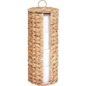 Tadacumir 4 Mega Rolls Extra Toilet Paper Storage with Lid and Liner, Water Hyacinth Ratten Toilet Paper Holder Basket Stand, Decorative Boho Covered Enclosed Toilet Tissue Organizer for Bathroom