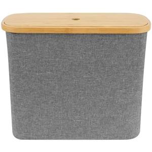 US Toilet Paper Basket Oxford Cloth Toilet Paper Organizer with Wood Lid Foldable Toilet Paper Holder Basket Large Capacity Toilet Paper Bin for Bathroom Sink(Grey)