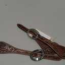 Leather Spur Strap Basket Tooled