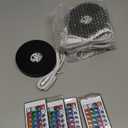 Riakrum 4 Pieces Wood LED Display Light Base Crystal Display Base Stand Round 16 Lighting Modes Wooden Lighted Round Holder Colorful Pedestal for Crystal Glass Resin Ball, Black