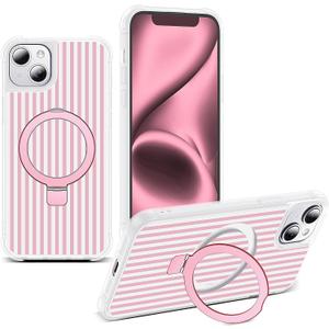 Compatible with Striped iPhone 13/14 Case with Stand,6.1" T-Pink